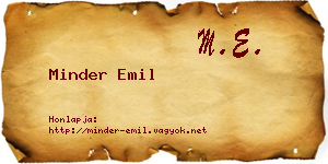 Minder Emil névjegykártya
